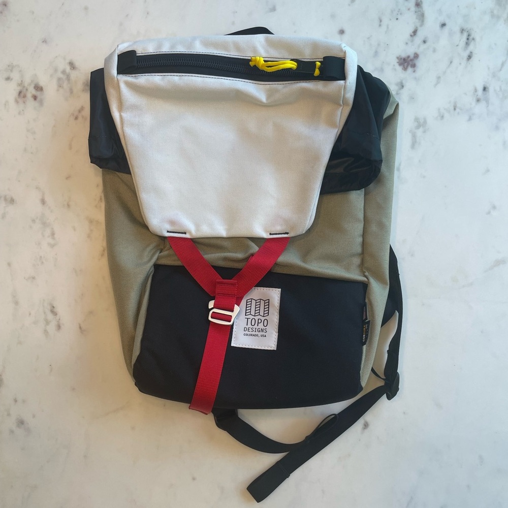 Topo Designs Backpack, Black White Tan